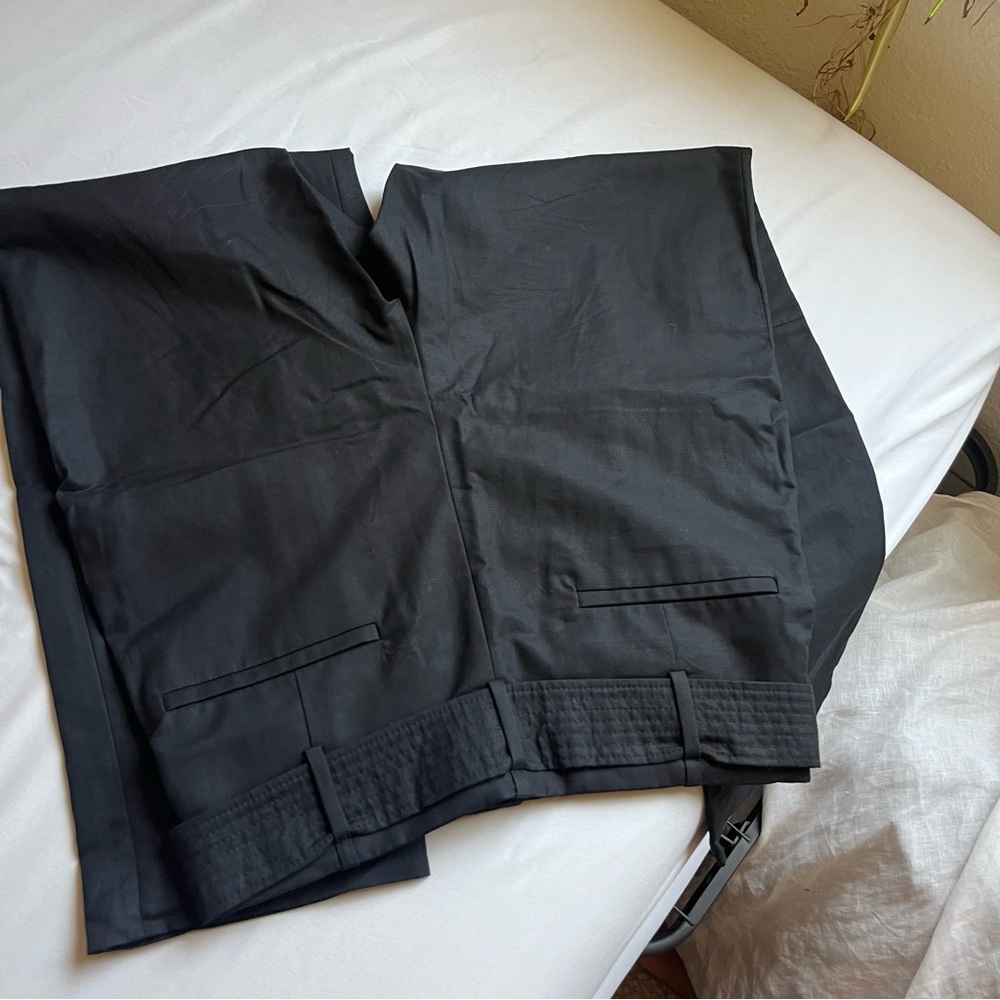 SANDRO PARIS black belted high rise wide tapered cropped leg trousers - Picture 3 of 6